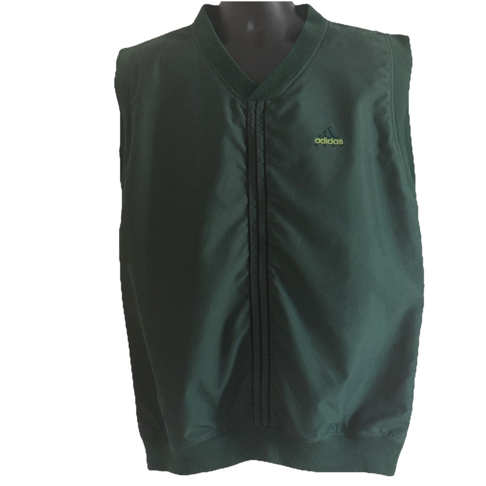 Adidas Sz L Hunter Green Golf V Neck Vest Vintage 90's